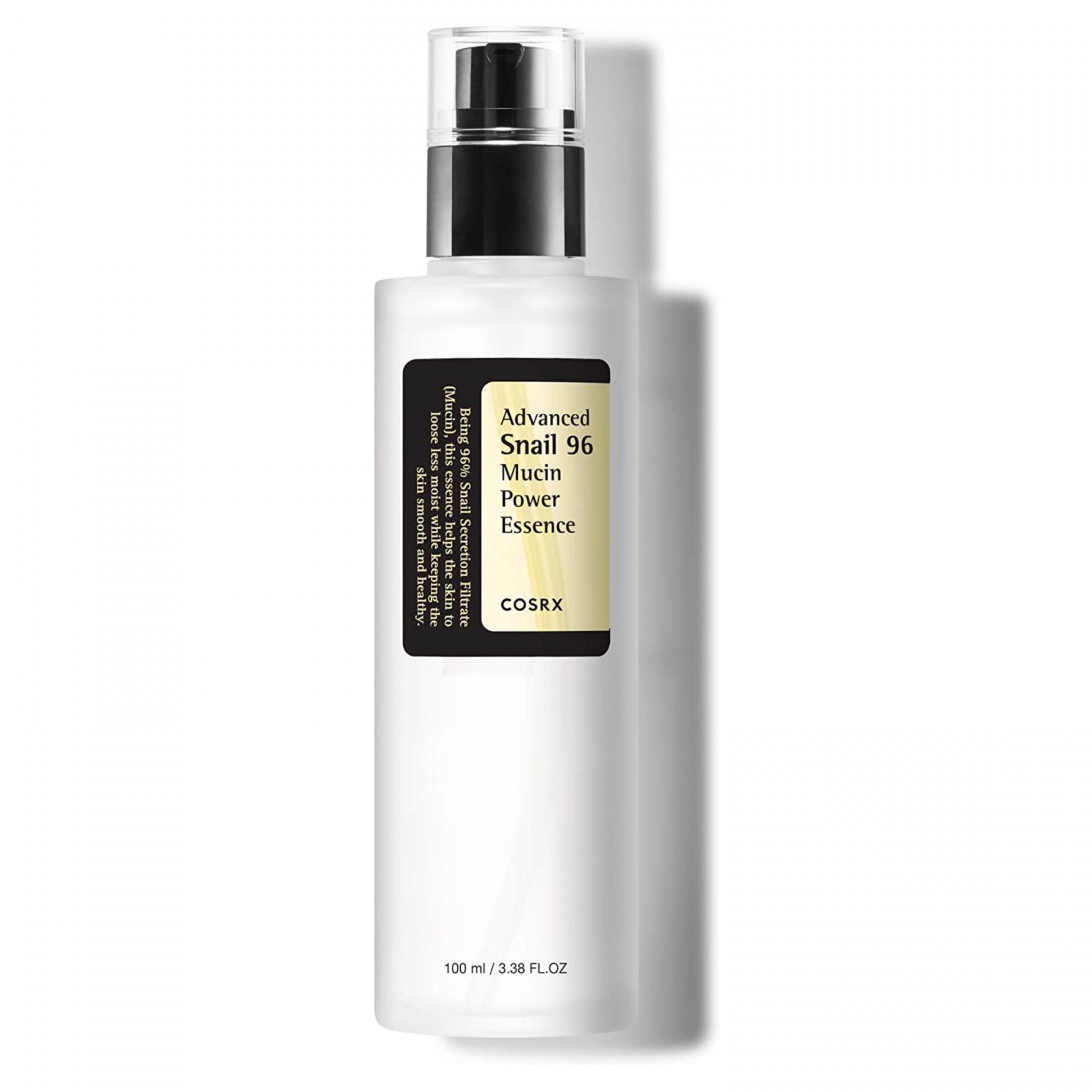 Flacon de COSRX Advanced Snail 96 Mucin Power Essence 100ml, une essence régénérante pour une peau éclatante.